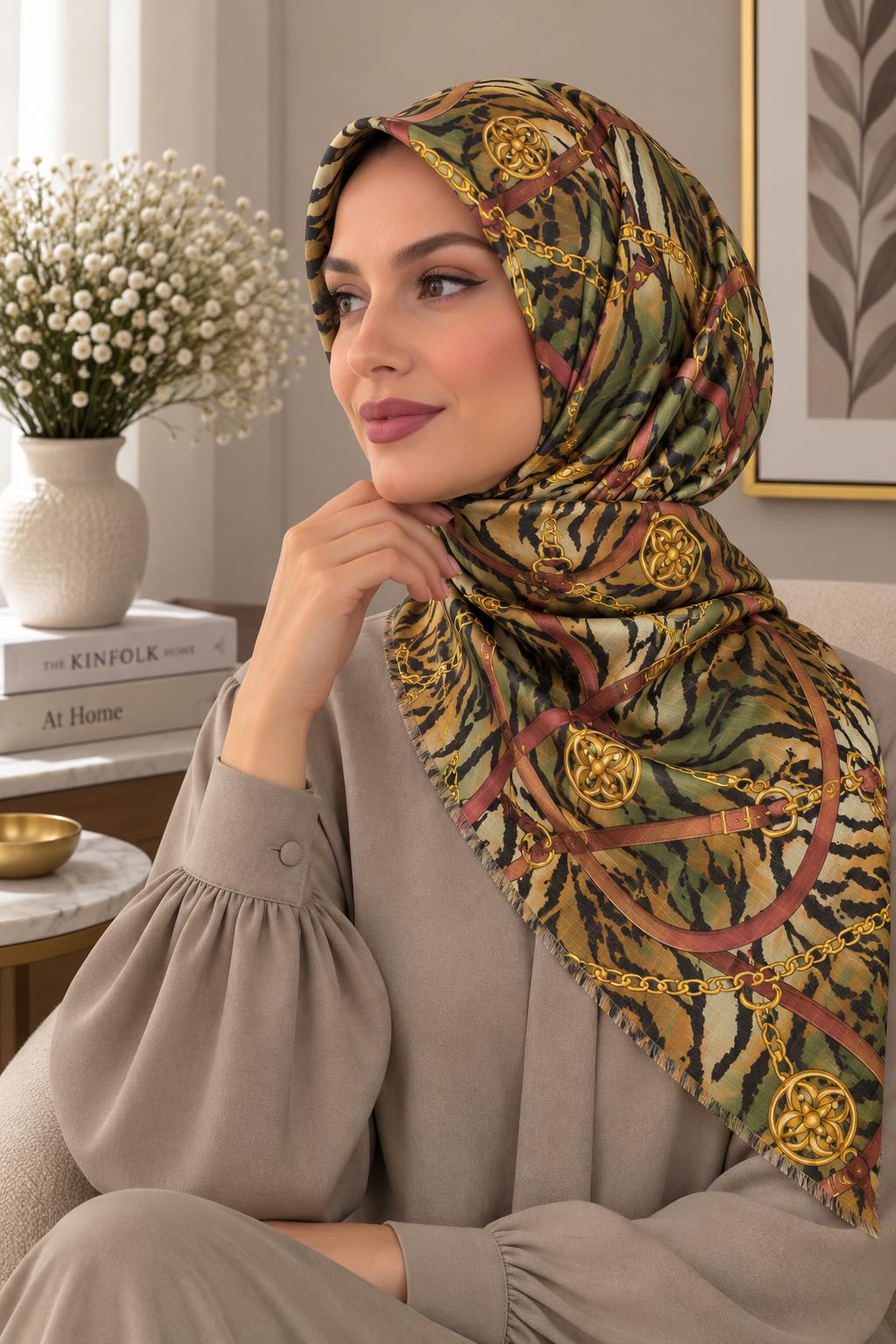 Dijital Baskı Flamlı Eşarp F-811-12