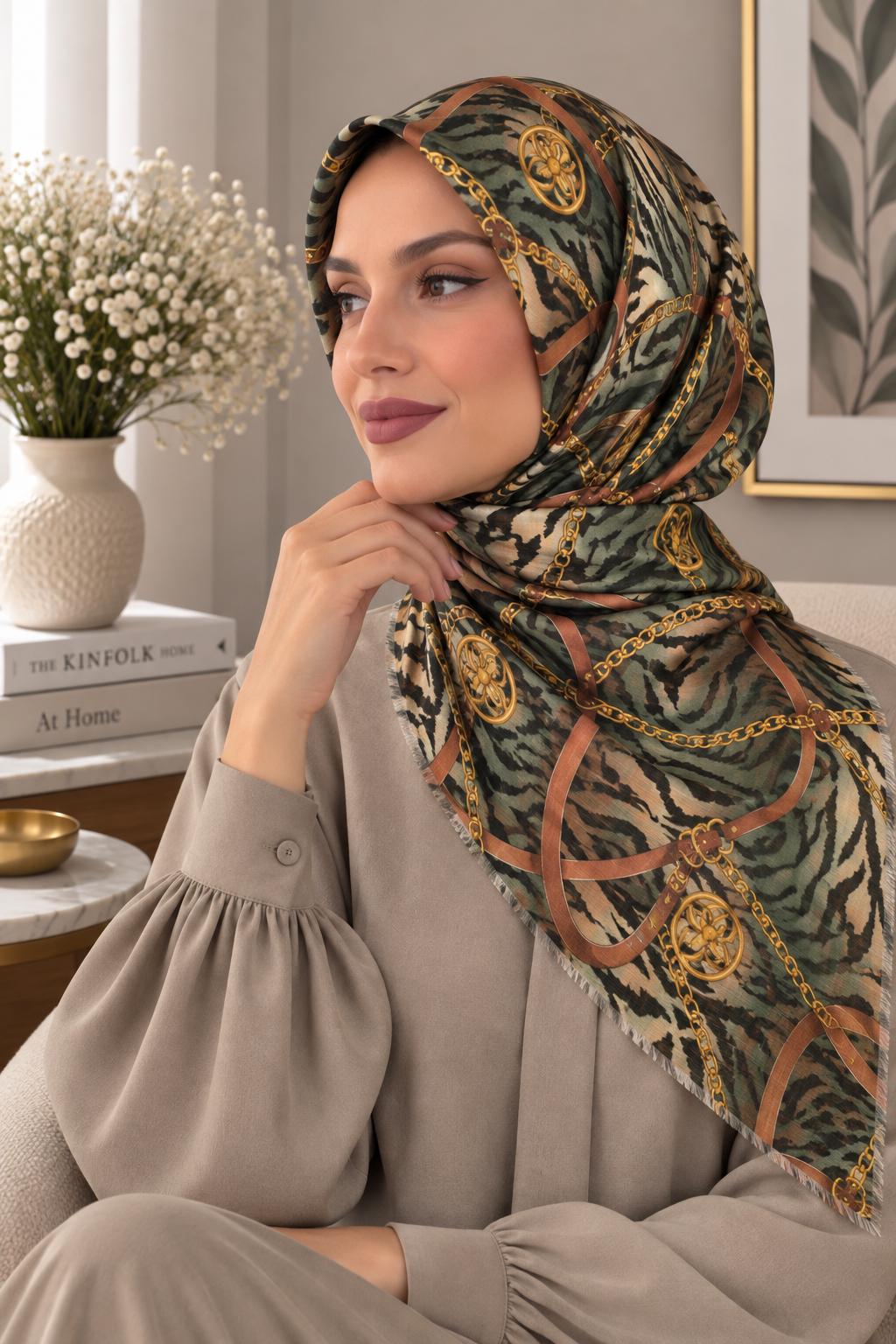 Dijital Baskı Flamlı Eşarp F-811-13