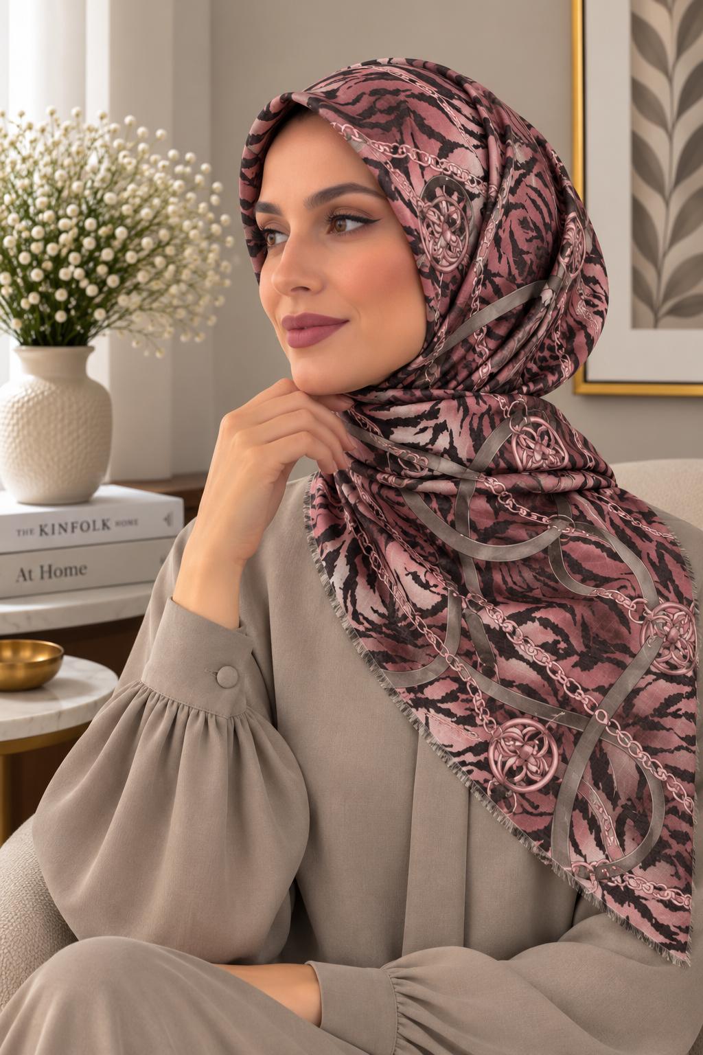 Dijital Baskı Flamlı Eşarp F-811-14