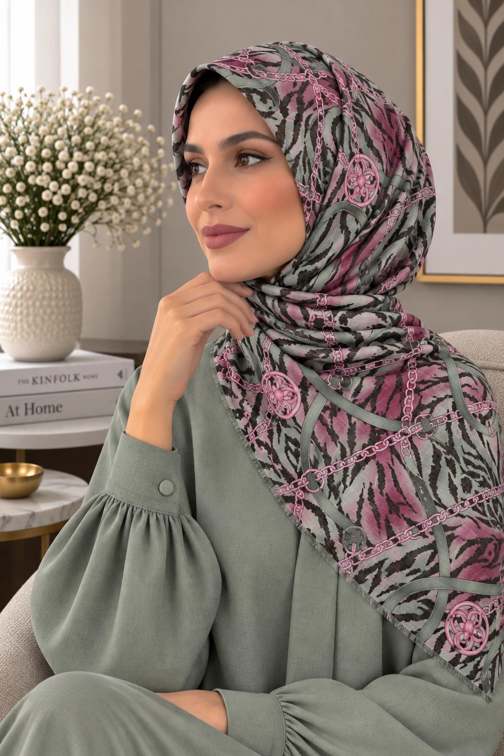 Dijital Baskı Flamlı Eşarp F-811-16