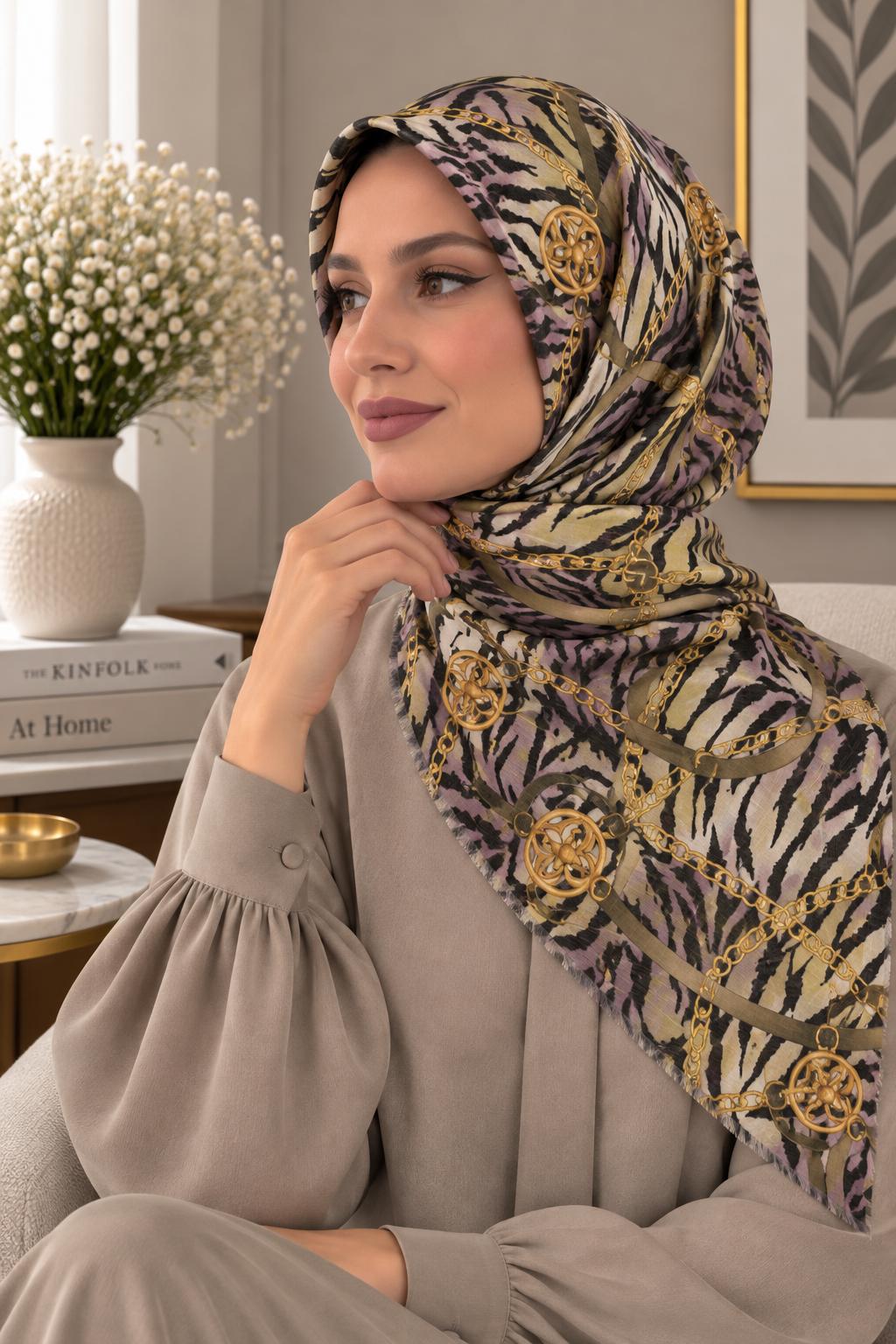 Dijital Baskı Flamlı Eşarp F-811-18