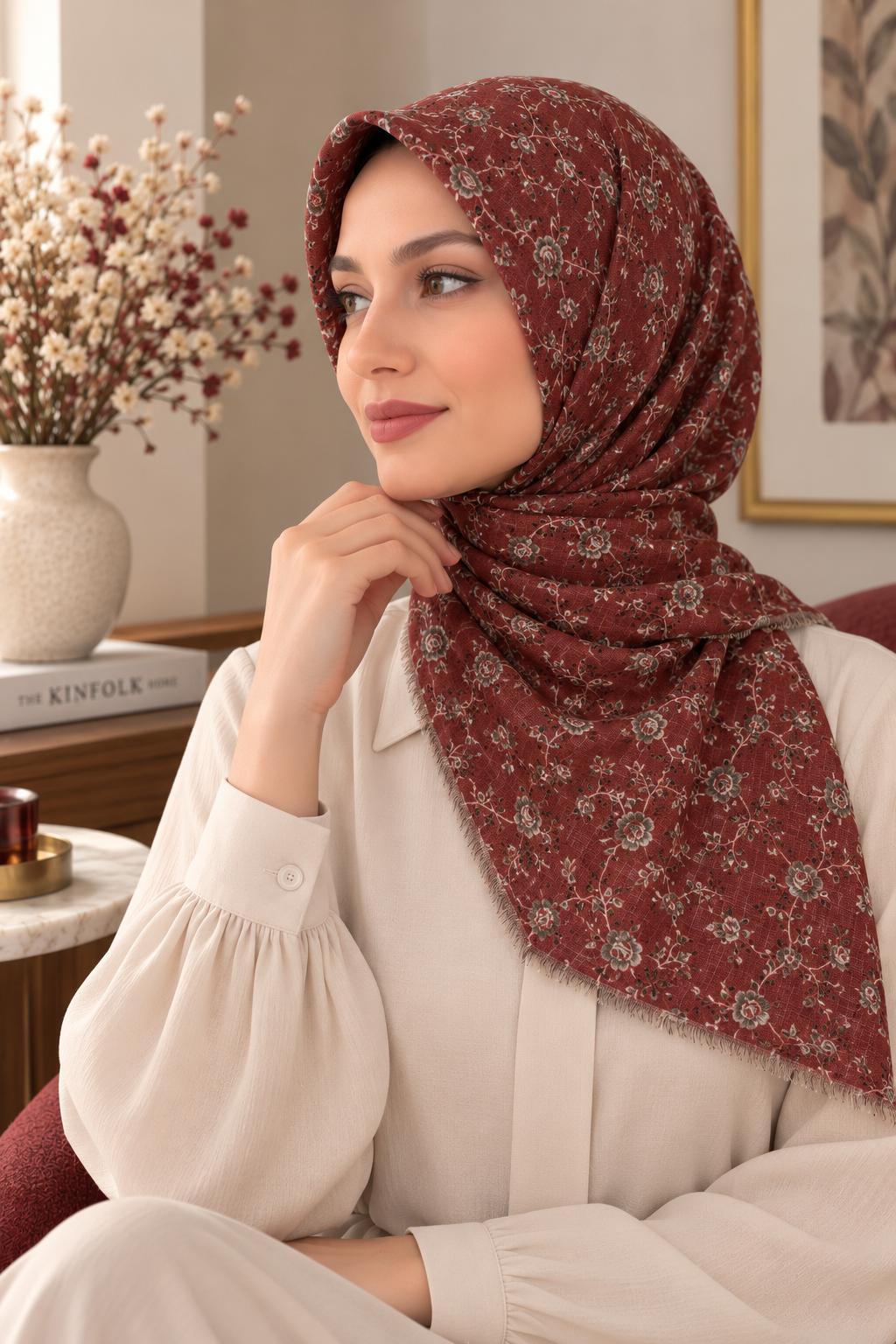 Dijital Baskı Flamlı Eşarp F-811-23