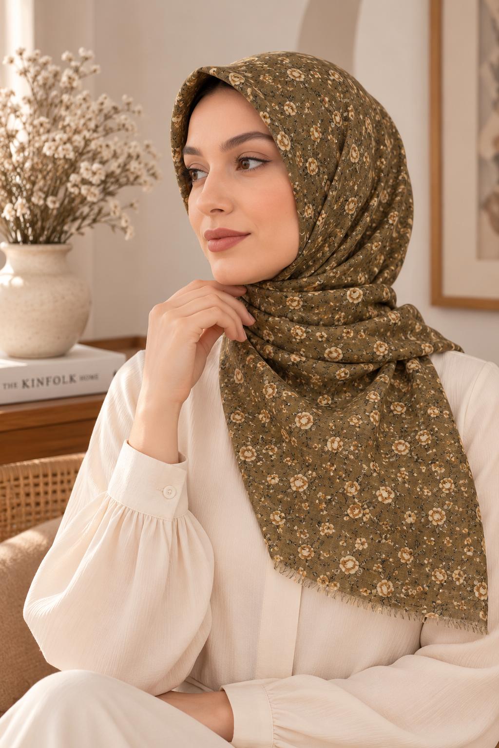 Dijital Baskı Flamlı Eşarp F-811-25