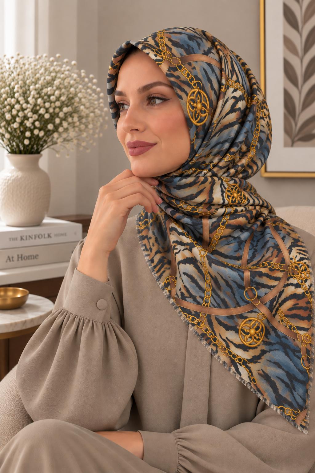 Dijital Baskı Flamlı Eşarp F-811-09