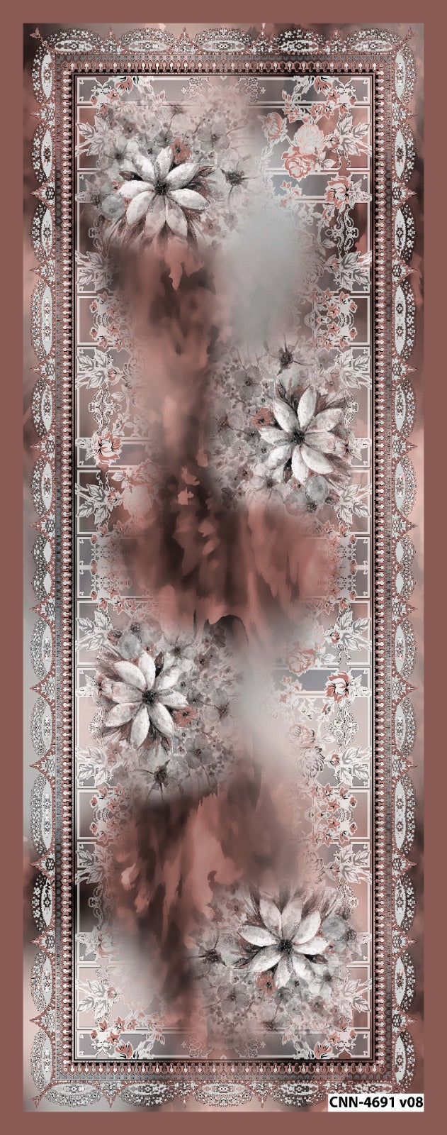 Desenli Kraş Şal B-3039-14 - Venosa Scarf Şal