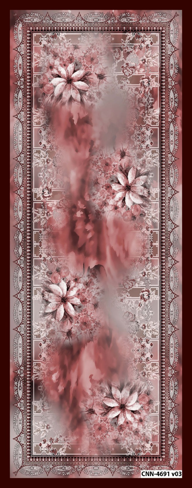 Desenli Kraş Şal B-3039-09 - Venosa Scarf Şal